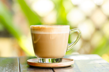 Hot coffee (cappuccino) in the morning