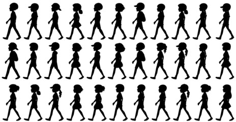 Silhouette of children walking