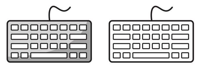 colorful and black and white keyboard for coloring book