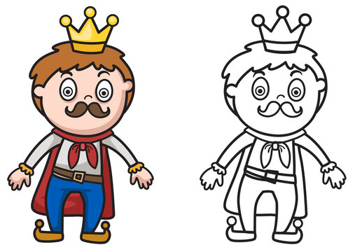 colorful and black and white king for coloring book