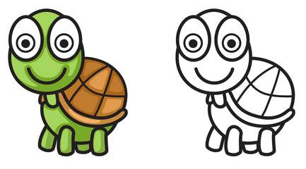 colorful and black and white turtle for coloring book