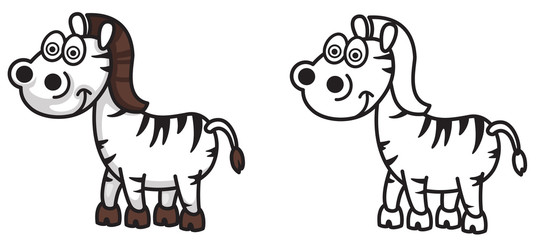 colorful and black and white zebra for coloring book
