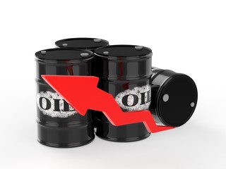 Oil Barrels with Red Arrow Up.