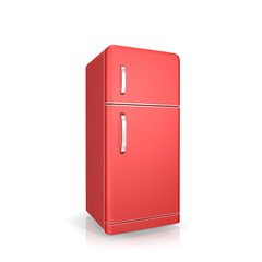 red  fridge on a white background