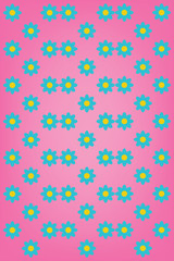 Cute blue flower on pink background pattern