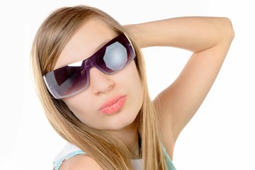 Naklejka premium portrait of a teenage girl with glasses