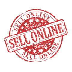 Damaged round red stamp with inscription - sell online - vector