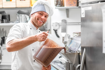 Confectioner making ice cream