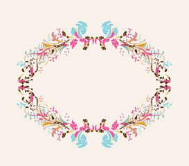 Floral doodle frame with space