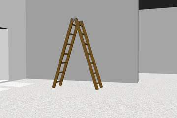 Stepladder standing in the room to renovate