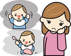 育児の悩みを抱える若い母親