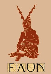 Faun with title - obrazy, fototapety, plakaty