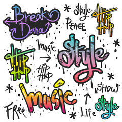 decorative street graffiti art in various color