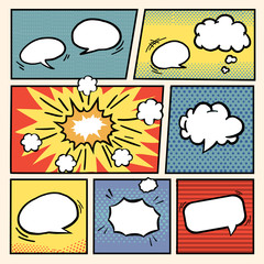 comic book style speech bubbles set