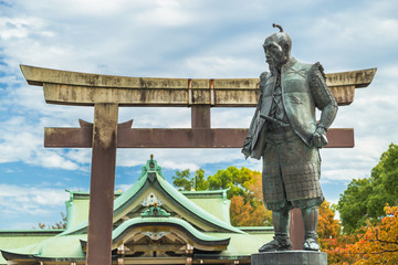 Statue of Toyotomi Hideyoshi at Hokoku Shrine in Osaka, Japan