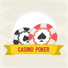 Casino chips with ribbon, can be used as sticker, tag or label.