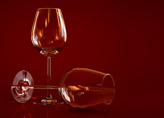 Two empty wine glass