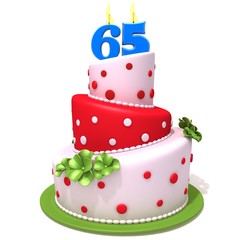 Birthday cake with number sixty five