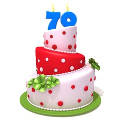 Birthday cake with number seventy
