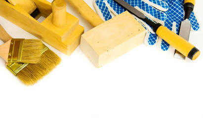Working tools on a white background.