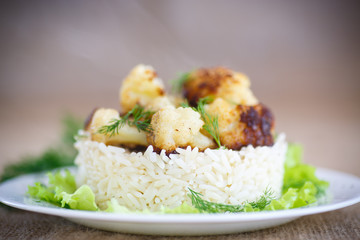 fried cauliflower with boiled rice