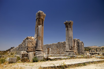 remains of Roman monuments Volubilis, Morocco