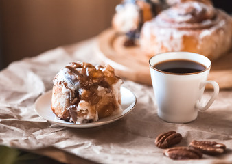 cinnamon cake with coffee