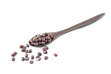 wood spoon with bean isolated