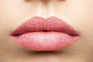 Natural frosted pink lips - obrazy, fototapety, plakaty