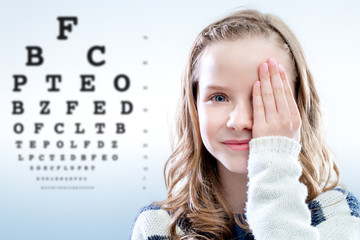 Child reviewing eyesight.