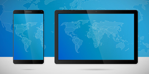 Tablet and smartphone world vector