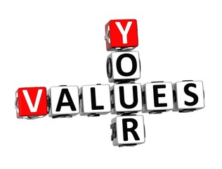 3D Crossword Your Values on white background