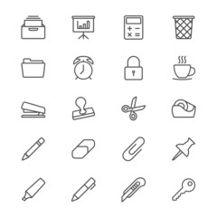 Office supplies thin icons