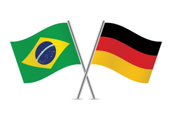 Brazilian and German flags. Vector illustration.