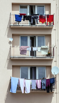 clothes drying on the balcony,
