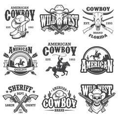 Set of vintage cowboy emblems - 79949674