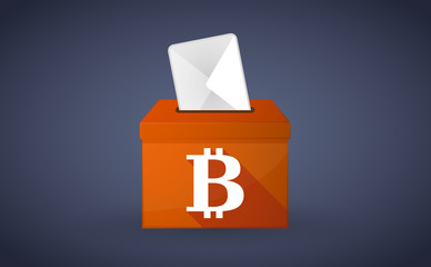 Orange ballot box with a bit coin sign