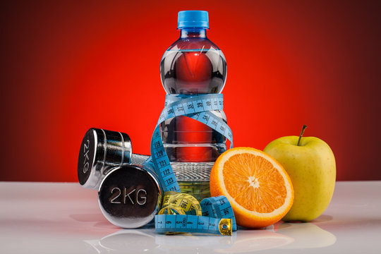 Fitness water and healthy food