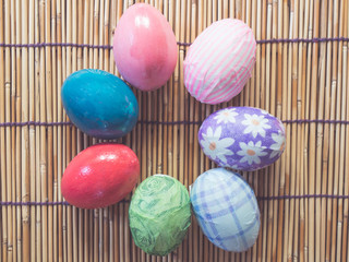 easter eggs on bamboo