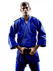 Tableaux ronds sur plexiglas Anti-reflet Arts martiaux judoka fighter man silhouette