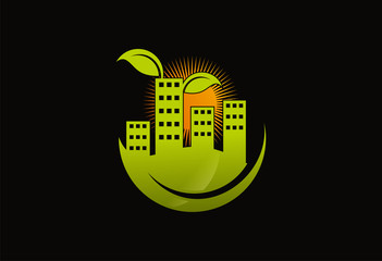 Sun city ecology logo vector