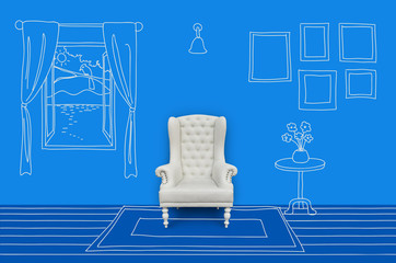 chair in a room, interior design concept