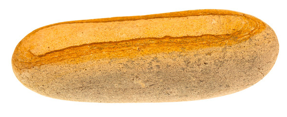 galet allongé basalte alvéolé sur fond blanc