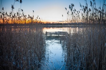 Sunset sky over lake
