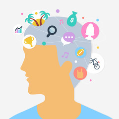 Human thoughts abstract vector illustration, flat style