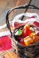 Basket with colorful sweet candies