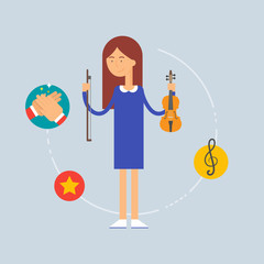 Character - musician, music concept. Vector illustration, flat s