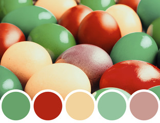 Color Palette Of Easter Eggs Pile In Basket