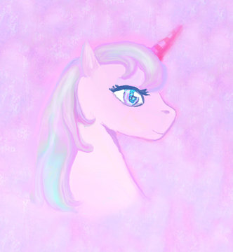 Illustration of beautiful pink Unicorn.