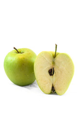 Green apple cut in half